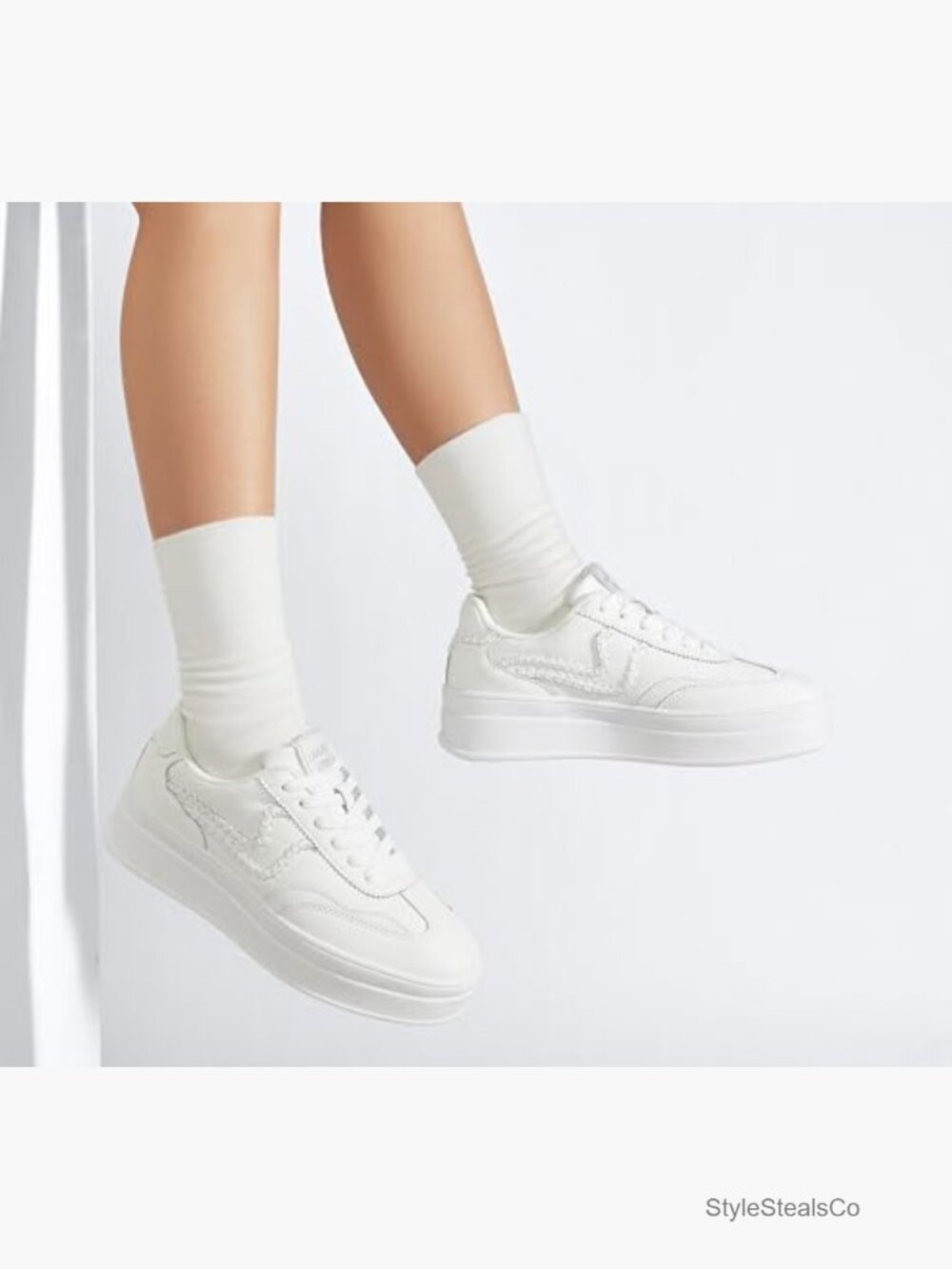 Platform Fashion Sneakers Thick Sole Suede Faux Leather Rubber Gum Sole Low Top - Picture 2 of 7